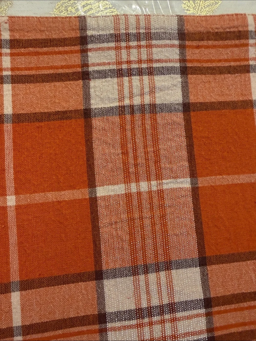 Orange Plaid Fall Cotton Placemats set of 8